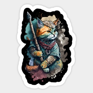 Viking Cat Painting Sticker